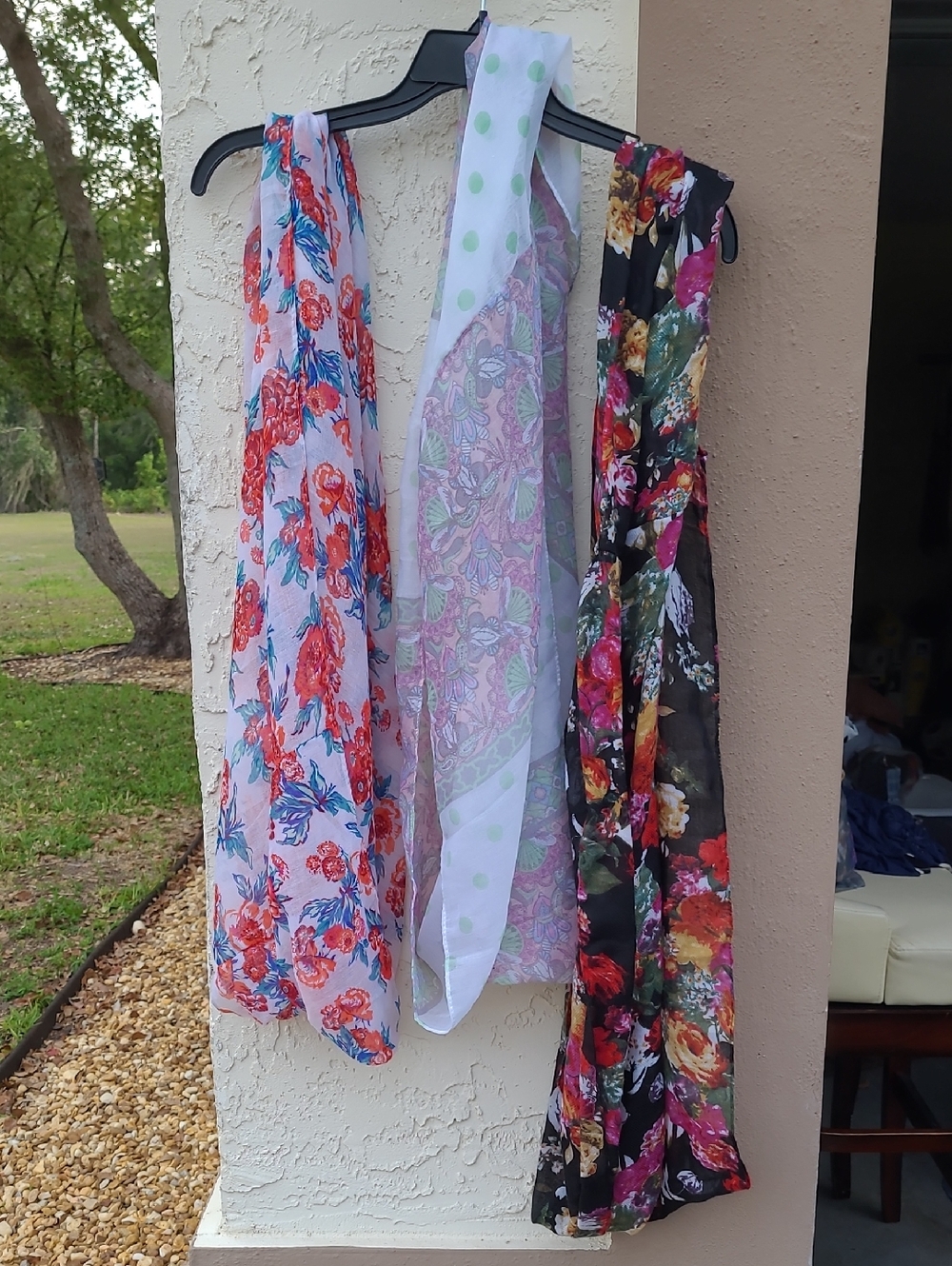 Floral Infinity Scarves Neck Wrap Accessories Red Black White Pink